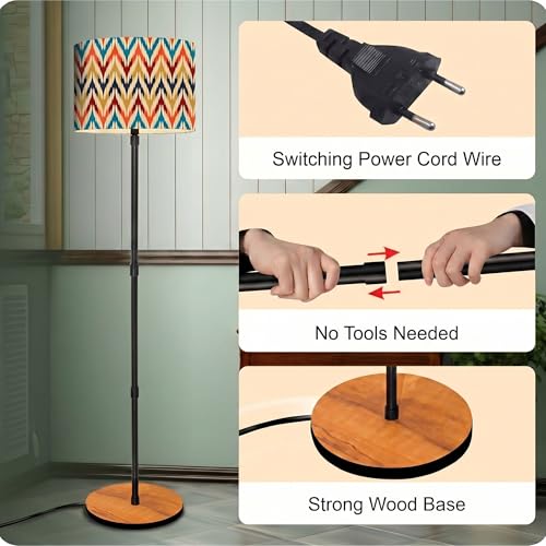 Image of Rellon Floor Lamp for Living Room with Decorative Metal Floor Lamp Standing Home Decoration Floor JuteLamp Shade Reading for Bedroom, Office,Kitchen (A5)