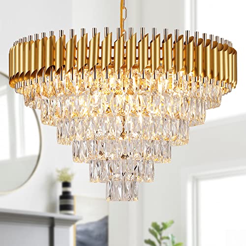 AXILIXI Gold Crystal Chandelier, Modern 30
