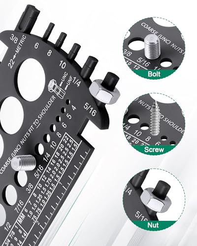 Bolt Gauge (Metric And Sae) For Quickly Sizing Nuts And Bolts, Plastic Measuring Tool, Easy To Read Size And Thread Gauge