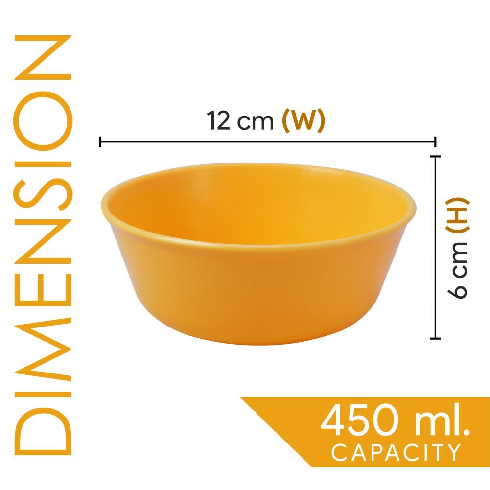 Simply Home Sigma 500 Yellow Colored Unbreakable BPA Free Plastic Bowl Set for Cereal, Salad, Rice, Soup, Pasta, Snack Bowl, Microwave Safe, Dishwasher Safe, 3 Pcs, 500 ml, Yellow Color 1