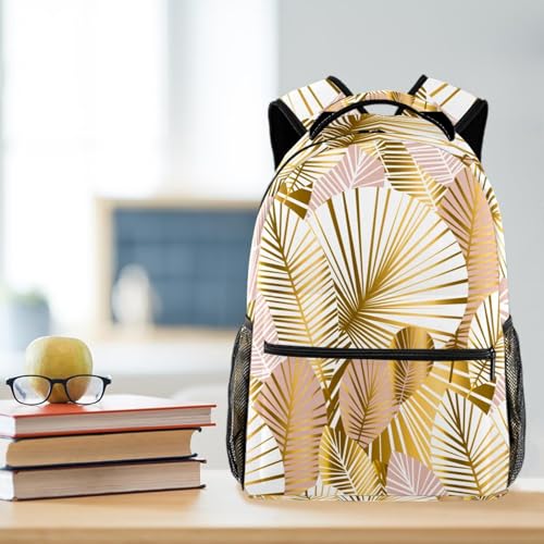 Sac à dos d'école grand format feuilles dorées contre le désordre des fournitures
