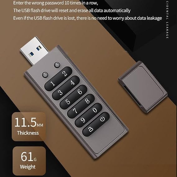 Secure Flash Drive - Encrypted USB Drive - USB 3.0 Hardware Encryption Flash Drive - Support Reset/Wipe/Auto Lock - Compatible for Mac/Windows/Linux 32GB