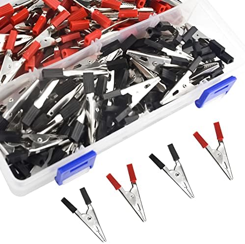 WMYCONGCONG 120 PCS Metal Alligator Clips Electrical Test Clamp w/Plastic Red Black Hands