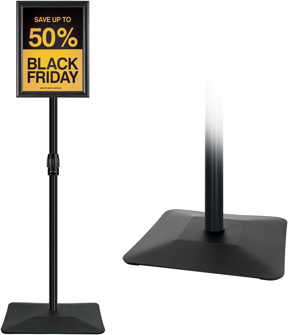 Adjustable Sign Stand for Display, with Upgraded Iron Base, Pedestal Floor Signage Stand Holder for Outdoor or Indoor Advertising (8.5 x 11, Black)