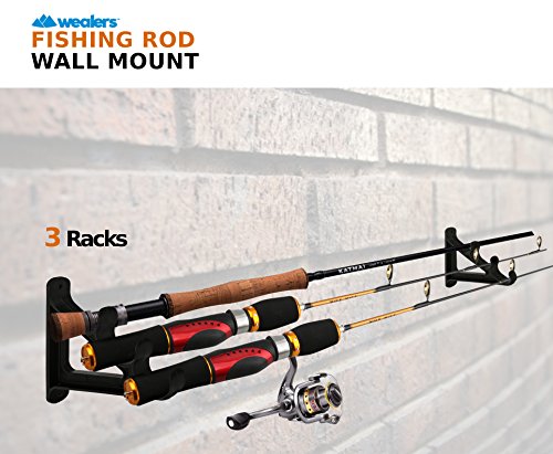image for Wealers Fishing Rod Wall Rack - Ultra Sturdy Strong Weatherproof Holds