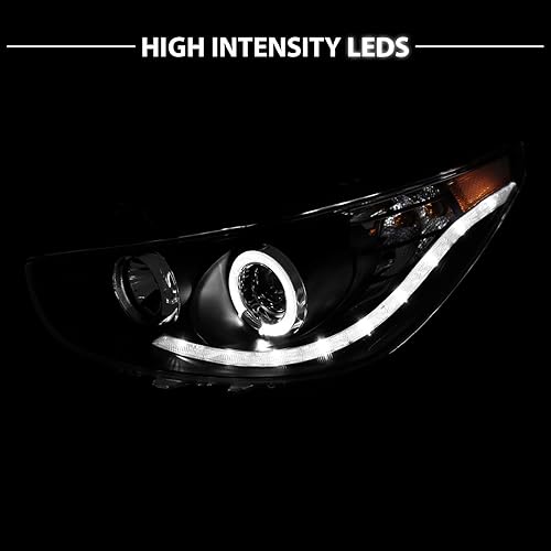 Miniatura 6 de AmeriLite Juego de faros delanteros de repuesto para proyector negro con barra LED para Hyundai Accent 4 puertaHatchback - lado del pasajero y del