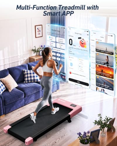 Image of DeerRun Under Desk Walking Pad Treadmill for Home Office & Small Spaces, 6% Manual Incline, 0.6-3.8 MPH Walking Speed, 2.5 HP, 300 lb Capacity, App & Remote Control