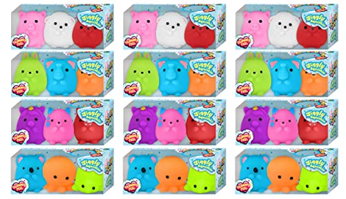 JA-RU Mochi Squishy Animals (12 Pack, 3 Assorted Mochi Squishy Toys per Pack) Cute Animal Stress Balls for Kids | Stress Relief Toy | Prize Bin Toys for Classroom Rewards. 3353-12s