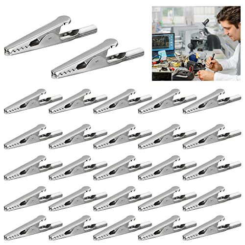 QINERSAW 100 Stück 50mm Metall Krokodilklemmen Elektrische Testklemmen Abgreifklemme für Labor und Elektrotestarbeiten Cover