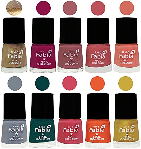 Image of ALL IN ONE (PACK OF 10), Long Lasting Glossy Nail Polish, 6 ml Each, All Vibrant Colours,01936