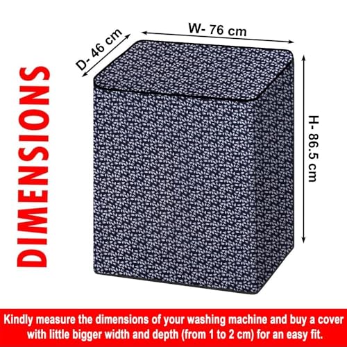 Image of The Furnishing Tree Semi-Automatic Top Load Washing Machine Cover | Waterproof & Dustproof | Easy to Clean | Inlet & Outlet Pipe Provision | Durable & Washable, Leaf Blue Polyester (46x76x86.5 CM)