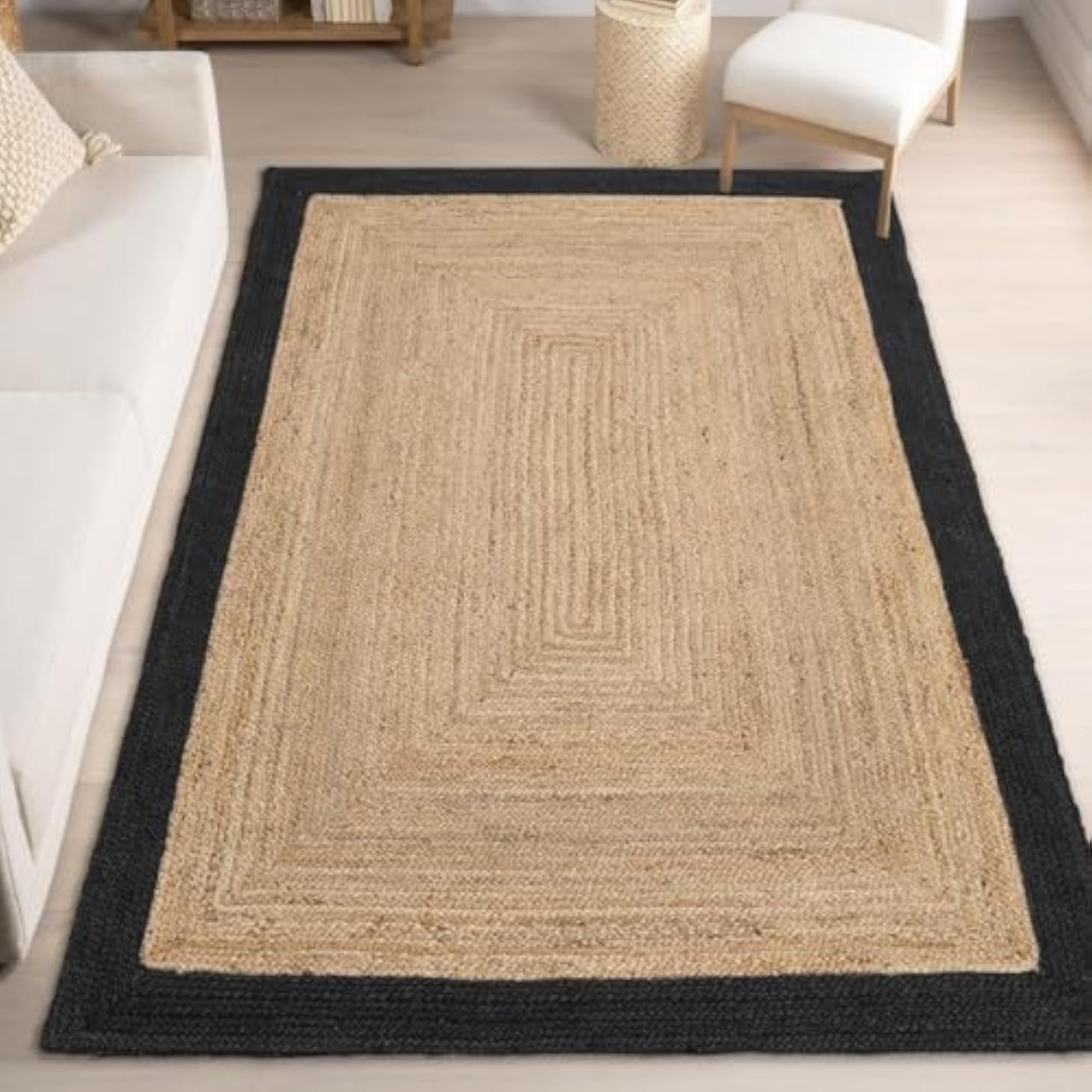 Jute Braided Reversible Hand Woven Rectangular Rug Carpet Mat