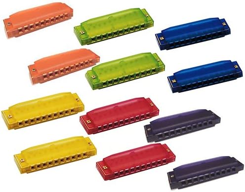 Hohner Translucent Harmonica 12 Pack (2 Orange, 2 Green, 2 Blue, 2 Yellow, 2 Red & 2 Purple)