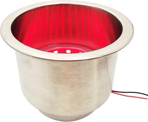 Miniatura 9 de EASYEAH 4 portavasos, color azul, de acero inoxidable, con drenaje, para lancha marina, caravana, camión, asiento, sofá, mesa (3 W, 12 V, 15 cuentas