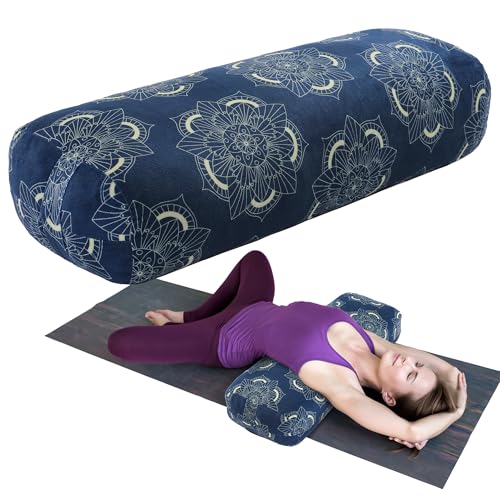 TOPROUD Yoga-Bolster-Kissen, rechteckiges Yoga-Kissen für regenerative Meditation, Bolster-Meditationskissen mit Tragegriff, 70 x 27 x 15 cm