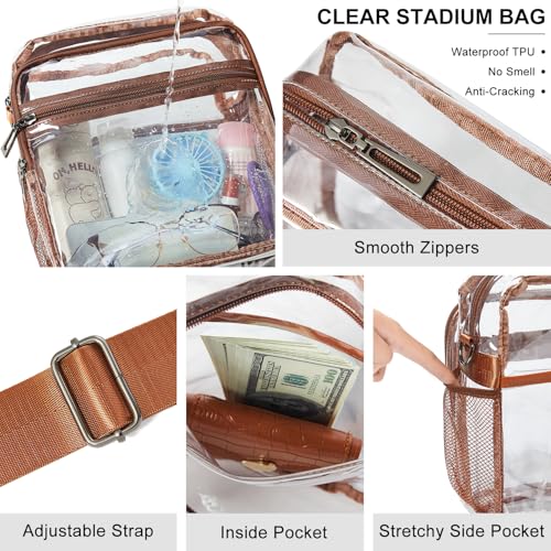 Image of LATMAP Clear Bag for Stadium Events 12x6x12 Clear Purse with 3-Zipper Pockets Crossbody Handbag Tote for Concerts Sports
