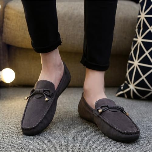 Men's Round Toe Solid Color Loafers Shoes Suede Vamp Anti-Slip Comfortable Flat Heel Party Walking Slip On4