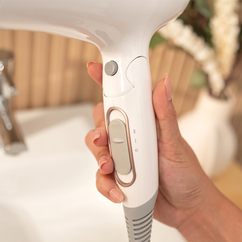 Cecotec IoniCare Power&Go Heaven składana podróżna suszarka do włosów, 2000 W, 2 temperatury, 2 prędkości, funkcja zimnego powietrza, w zestawie dysza koncentratora i dyfuzor