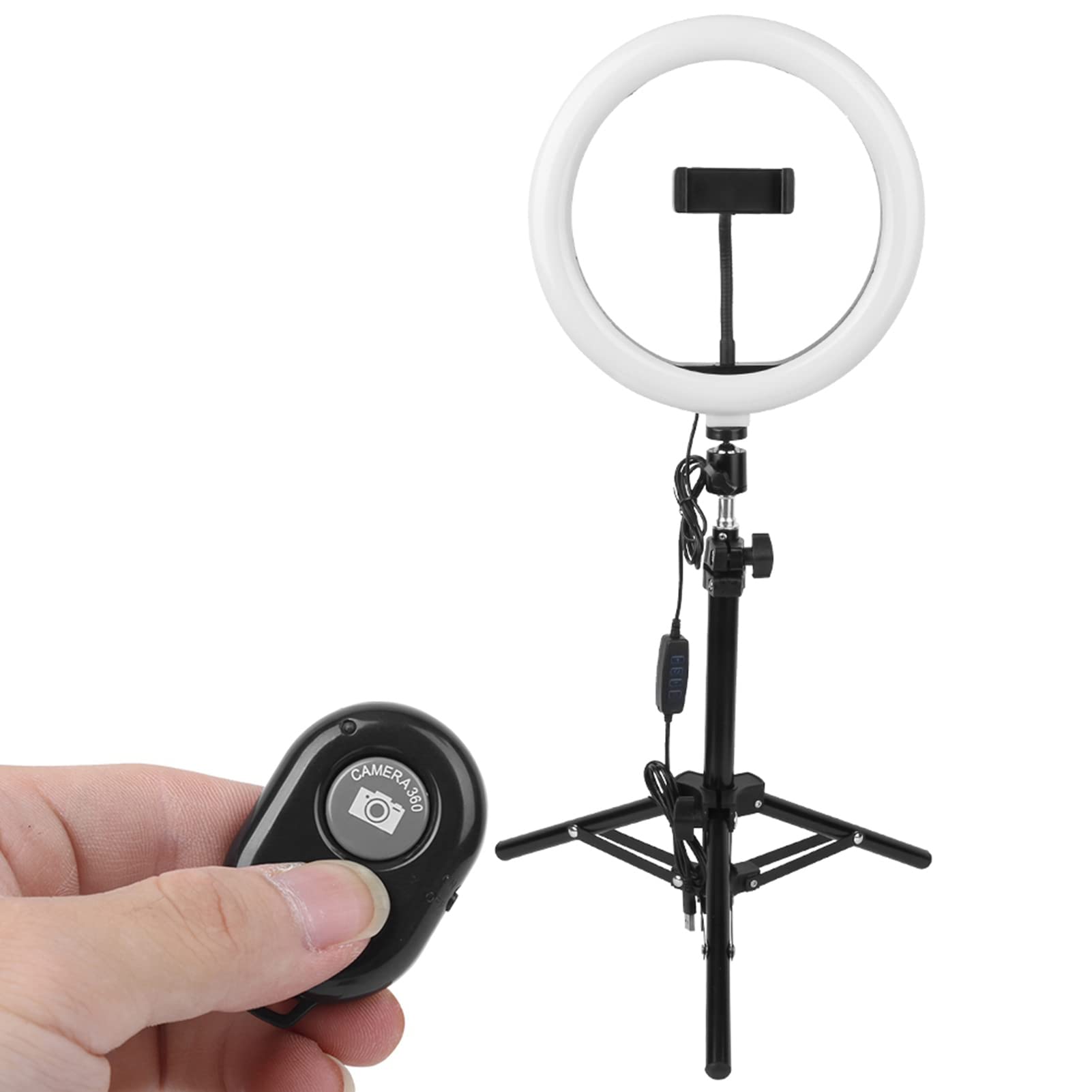 Anello Luminoso a LED per Selfie con Treppiedi e Supporto per Telefono Anello Luminoso a LED Dimmerabile da 10 Pollici Luce di Riempimento per Trucco Video Studio