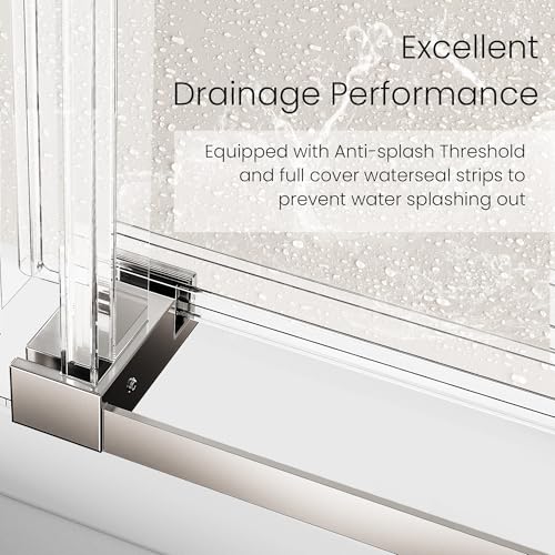Image of 68-72 inch W x 76 inch H Frameless Sliding Shower Door, Soft-Close Bathroom Shower Glass Doors with 3 /8 inch (10mm) SGCC Tempered Glass and Stainless Steel Handle, Reversible Installation, Chrome