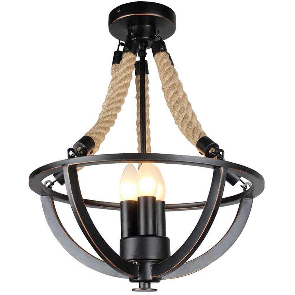 Bougie Vintage en métal noir et or corde de chanvre E14 - 8