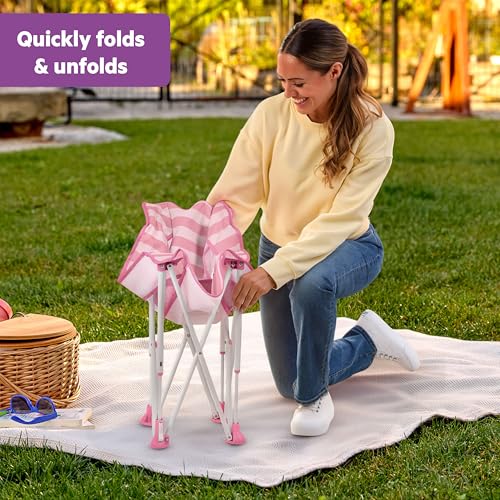 Image of Bright Starts Pop 'N Chill Portable Baby Seat, UPF 50+ Canopy, Pink
