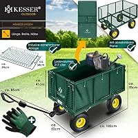 KESSER® Bollerwagen 550kg belastbar Gartenwagen Transportwagen Gartenkarre herausnehmbare Plane Gerätewagen Handwagen vielseitig einsetzbar inkl. Handschuhe Grün – Ansicht 7