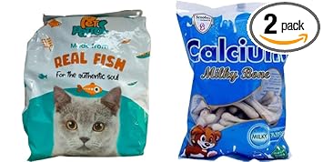 Pet D Dry Cat Food Real Fish Flavor in 400gm Pack + Milky Bone for Dogs 220gm Combo Pack