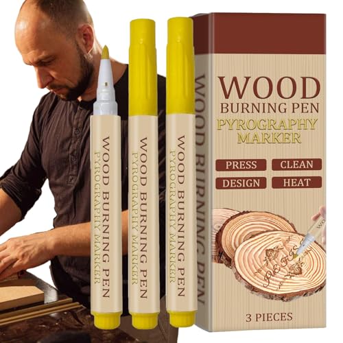 Bolígrafo de madera de madera - rotulador de madera, 3 piezas de quemador de madera para madera | Herramienta de madera para decoración interior de madera para juegos de fiesta, artesanía