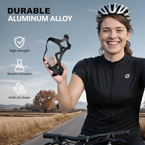 Bike Water Bottle Holder Bicycle Cage for Mountain Road MTB Gravel Adult Bikes Cycling Universal Carrier Rack 2 Pack Aluminum Alloy Ultralight Kettle Drink Accessories Black - Thumbnail 5