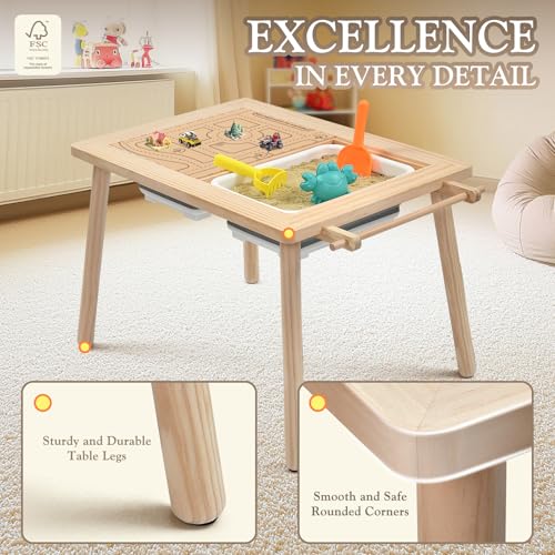 image for Easyego Sensory Table for Toddlers Kids Play Wooden Sand Water Table w