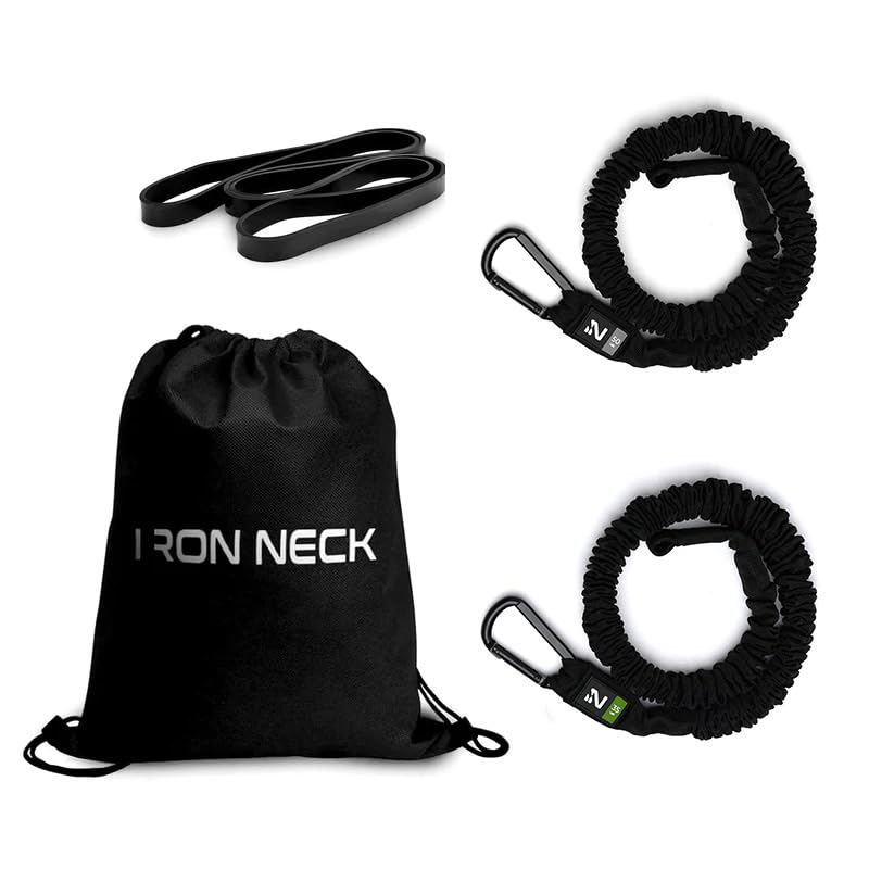 Iron Neck Resistance Band, Durable Exercise Band with Steel Carabiners for Neck Training, Strength Workouts, Stretching, and Rehab