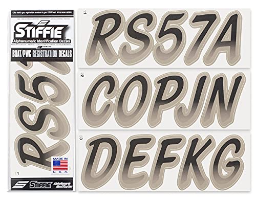Image of STIFFIE Whipline Black /Pewter 3 inch Boat & PWC Registration Decals • Numbers Letters Stickers