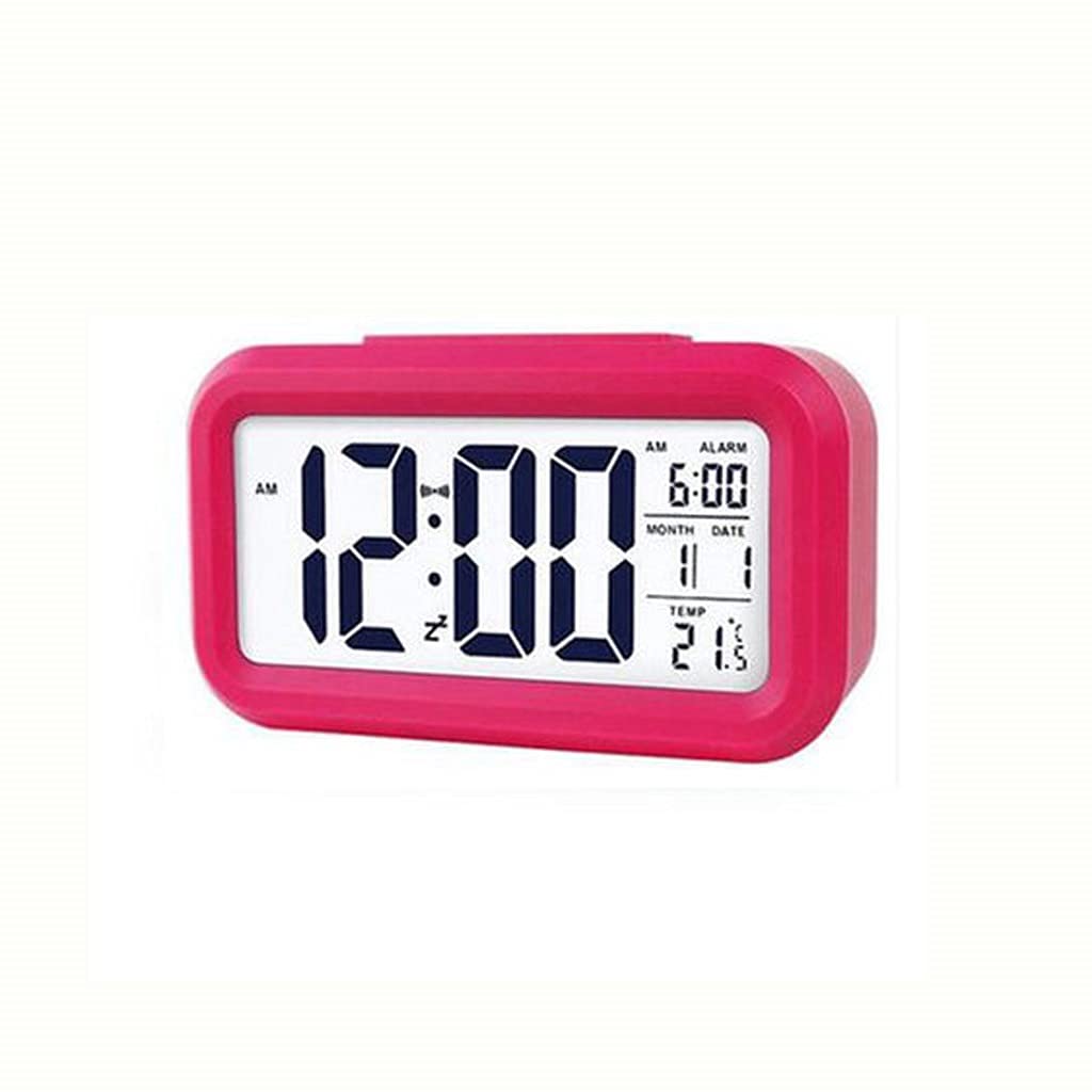 Hrwly Rosso Led Digital Alarm Clock Backlight Snooze Mute Calendar Desktop Electronic Bcak Light Table Clocks(Rosso)