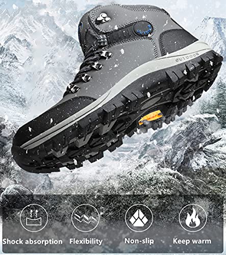 Veslexth Men's Lightweight Snow Boots Men Winter Warm Lining Anti-Slip Mid Top Leather Sneakers for Hiking Working Driving Outdoor Trekking Hiker Shoes2