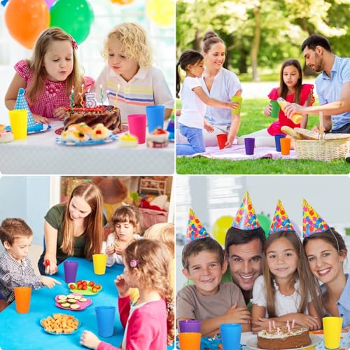 KAHEIGN 36Pcs Reusable Plastic Cups, 250ml Children’s Kids Durable Plastic Drinking Cups Tumblers Set for Kitchen Outdoor Parties Picnics BBQ’s Travels (6 Bright Colors) - Image 6