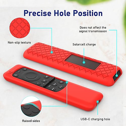 Image of Silicone TV Remote Cover Compatible with Samsung Smart TV Remote 2023 BN59-01432G BN59-01432A (Samsung Smart TV 2023 Model Solar Remote Cover, Red - Style 1)