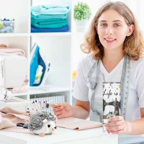 Image of VAIPI 6 Pcs Sewing Gifts for Seamstress Quilting Gifts Stuff Include 20 oz Quilting Tumbler Tote Bag Cosmetic Bag Socks Keychain Funny Gifts for Quilters Sewing Lovers, Mother's Day Gift for Mom