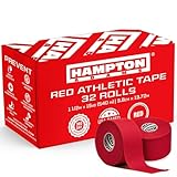 Hampton Adams | As Seen on Shark Tank | Original Bulk Athletic Tape (32-Pack) | 45 ft Rolls | NO Sticky Residue & Easy to Tear | Perfect for Sports Athletes, Trainers & First Aid Injury Wrap (Red)