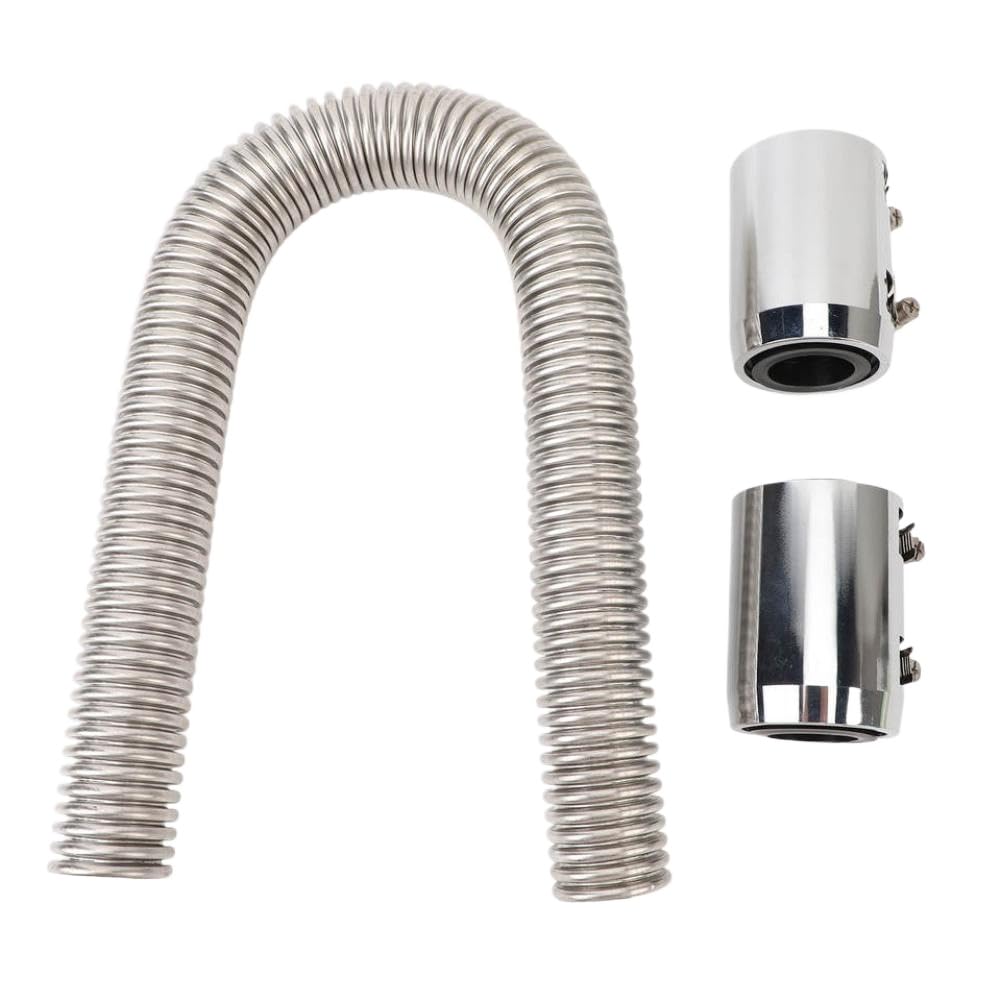 Axteaargq Silver Radiator Hose Kit 24In Stainless Steel For 1-1/4In 1-1/2In 1-3/4In 1-5/8In Radiator Neck(Silver)
