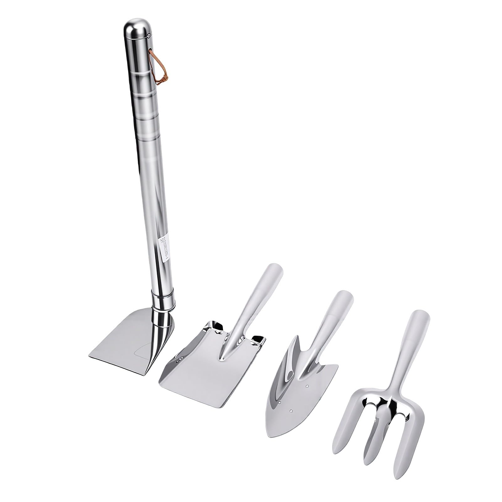Zunate Set di 4 Zappe da Giardino in Acciaio Inossidabile, Pala da Scavo Portatile Leggera con Manico Antiscivolo, Cazzuole da Giardinaggio per Diserbo, Piantagione e Allentamento del Terreno