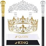 Zhanmai 6 Pcs Prom King and Queen Crowns Set Homecoming Costume Walking Cane Sashes for Valentines Birthday Party(Classic Style)