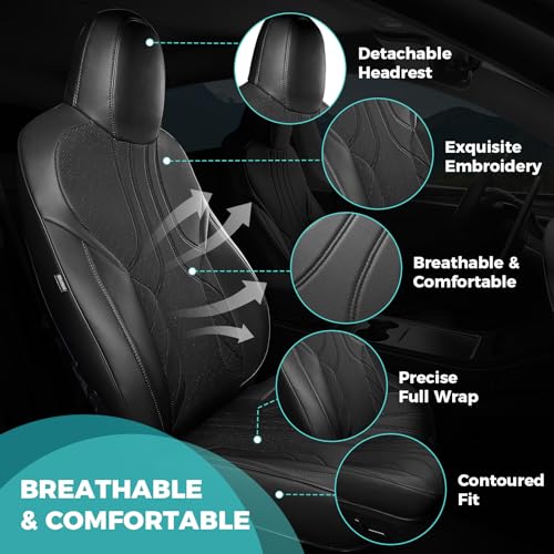 Image of Custom for Tesla Model Y Seat Covers 2022-2024 Black