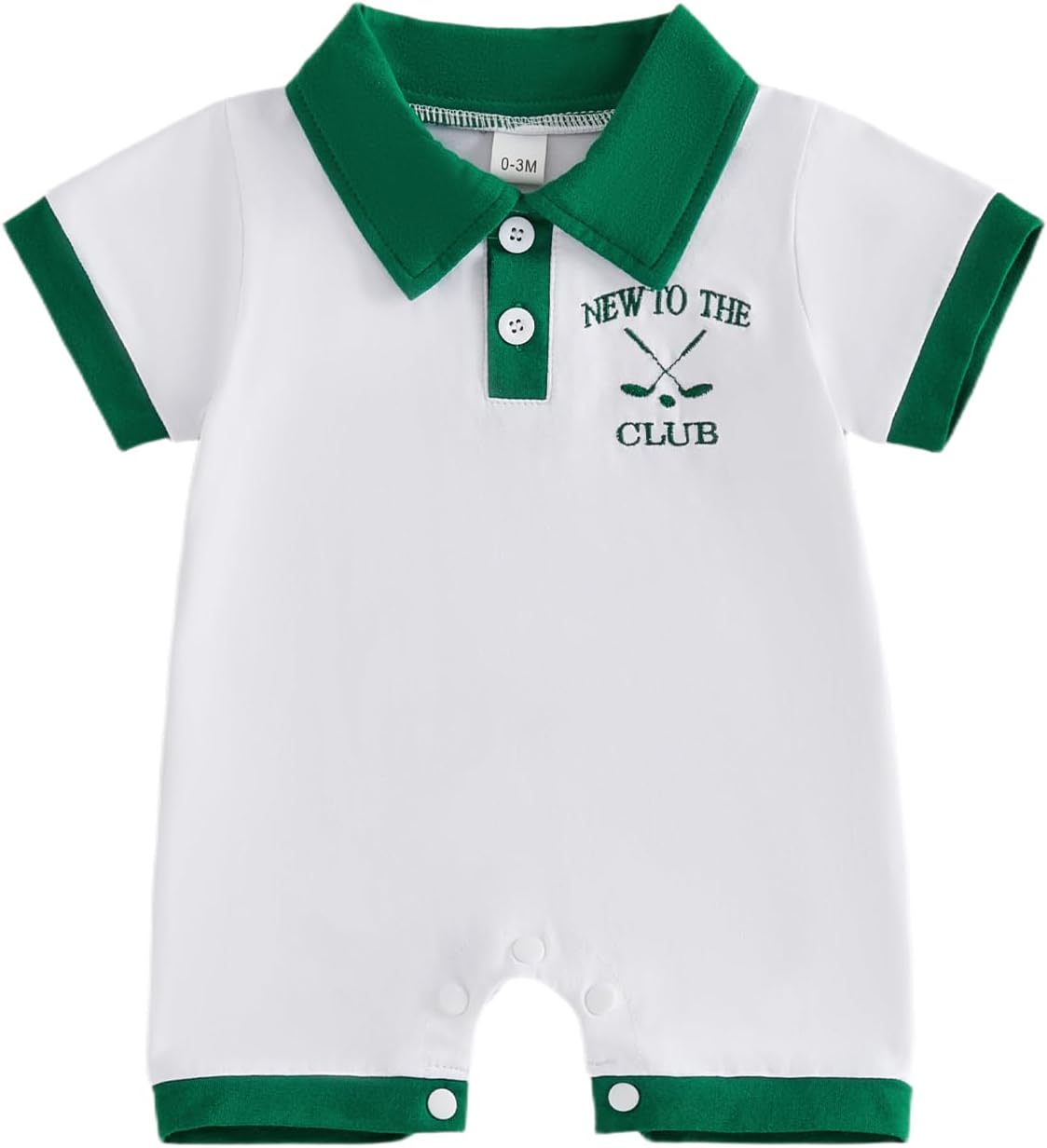 Honganda Newborn Baby Boy Summer Golf Outfit Short Sleeve Polo Shirt New to the Club Short Jumpsuit for 0-18M Boys