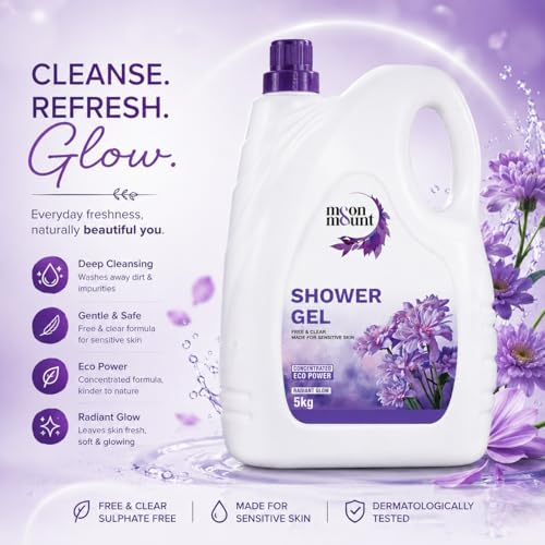 Image of Moon and Mount Shower Gel 5kg - Coconut & Argan, Radiant Glow Body Wash for Luminous Skin, Paraben-Free -