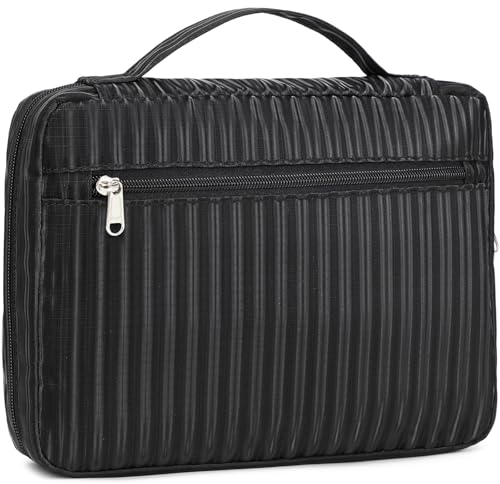 JIANYA Funda de Biblia para mujer, funda de transporte de libro de la Biblia con asa y bolsillo con cremallera, color negro