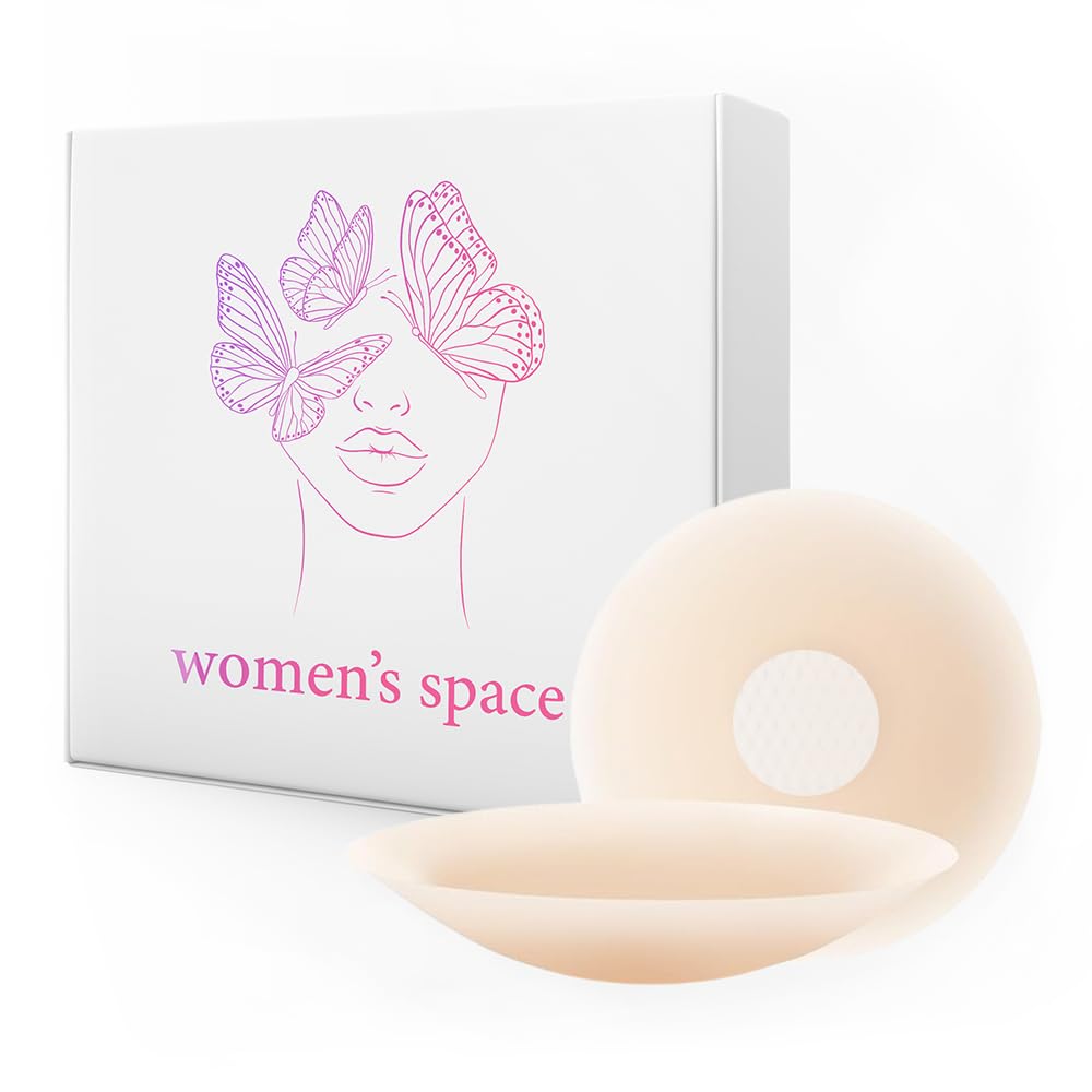 WOMEN'S SPACE Nipple Covers No Show Silicone Pasties Women Reusable | Adhesive Nippleless | Breast Covers | Thin Cakes Body