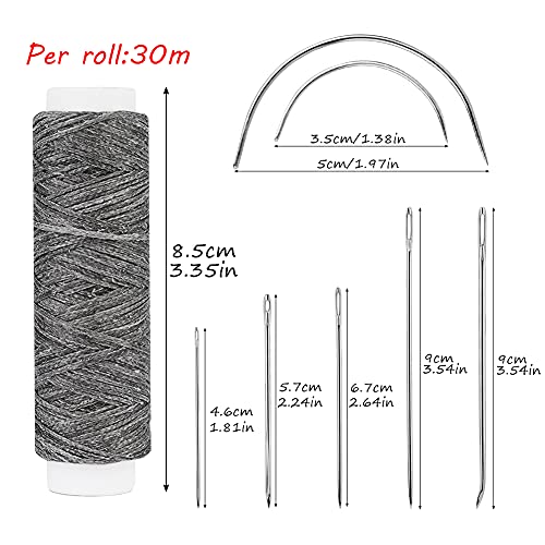 32 Yards Waxed Thread With Leather Hand Sewing Needles, 150D Flat Sewing Waxed Thread, And Leather Repair Needles For Home Upholstery Carpet Leather Canvas Repair And Sewing #TOP1