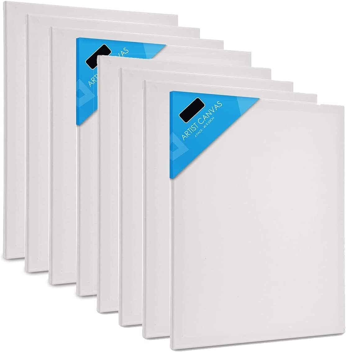 FiNeWaY PreStretched Canvas for Painting 4 Pack of 40 x 50cm Blank