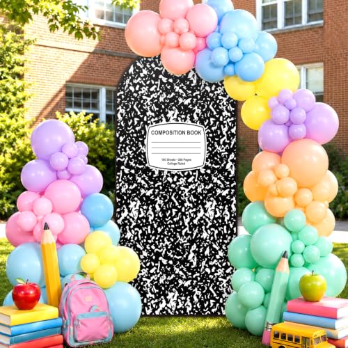 Composition Arch Backdrop Cover Set Back to School Stretchy Backdrop School Party Arch Covers 31.5 × 70.8 Inch Arch Stand Cover for Back to School Birthday Party Favor Supplies by Moonld - Used condition - US$14.14